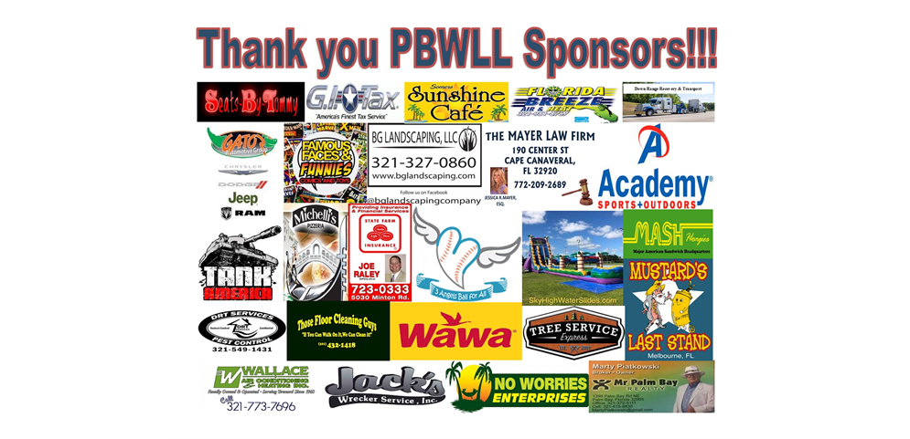 PBWLL thanks our Sponsors!