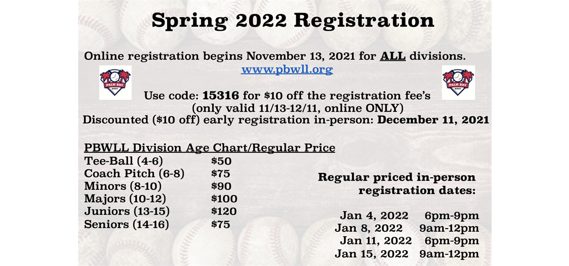 Spring 2022 Registration Information